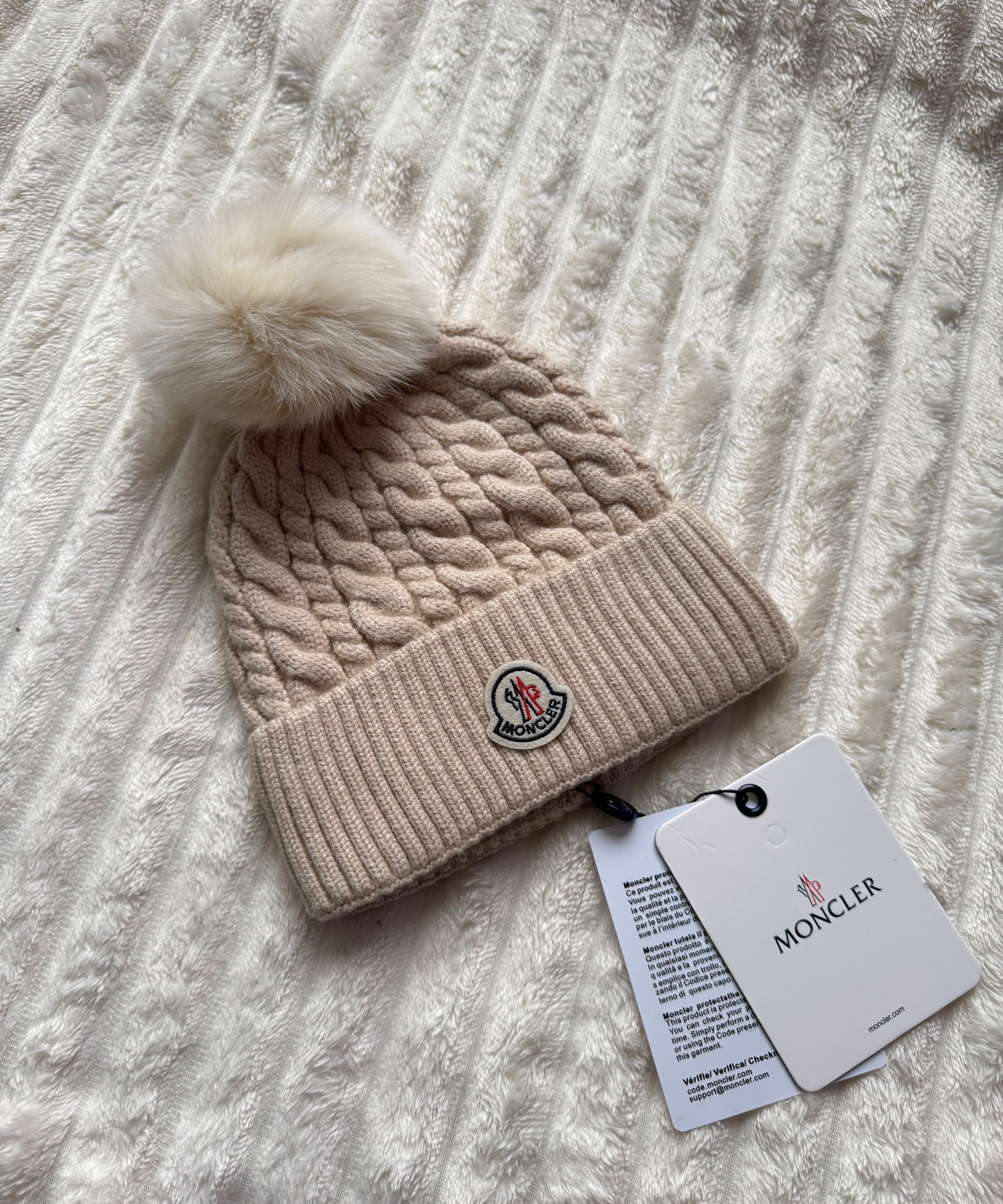 Beige Bobble Hat