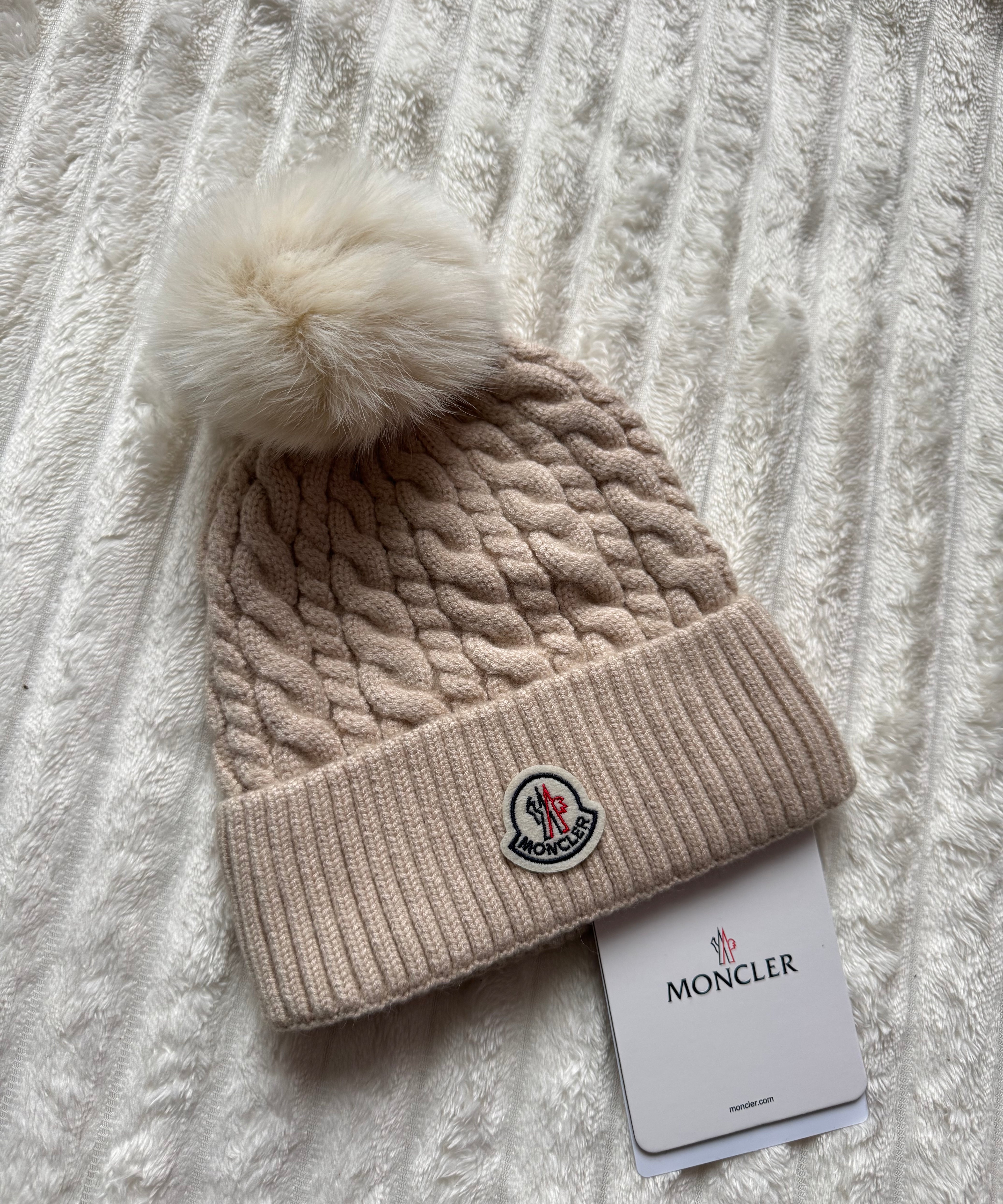 Beige Bobble Hat