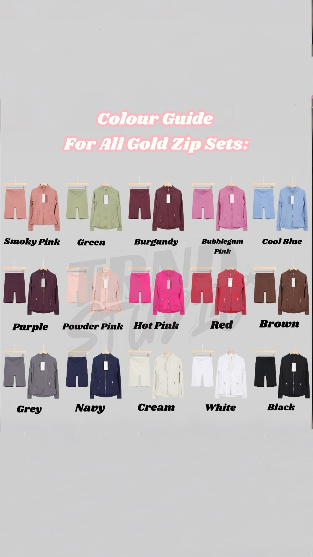 Lu Gold Zip Flared Sets (15 Colours)