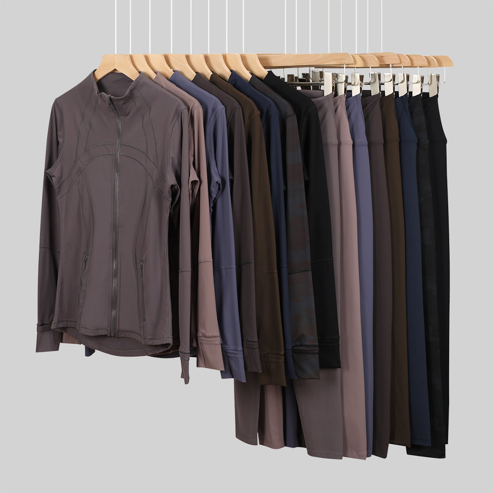 Lu One Colour Zip leggings Gym Sets (42 Colours)