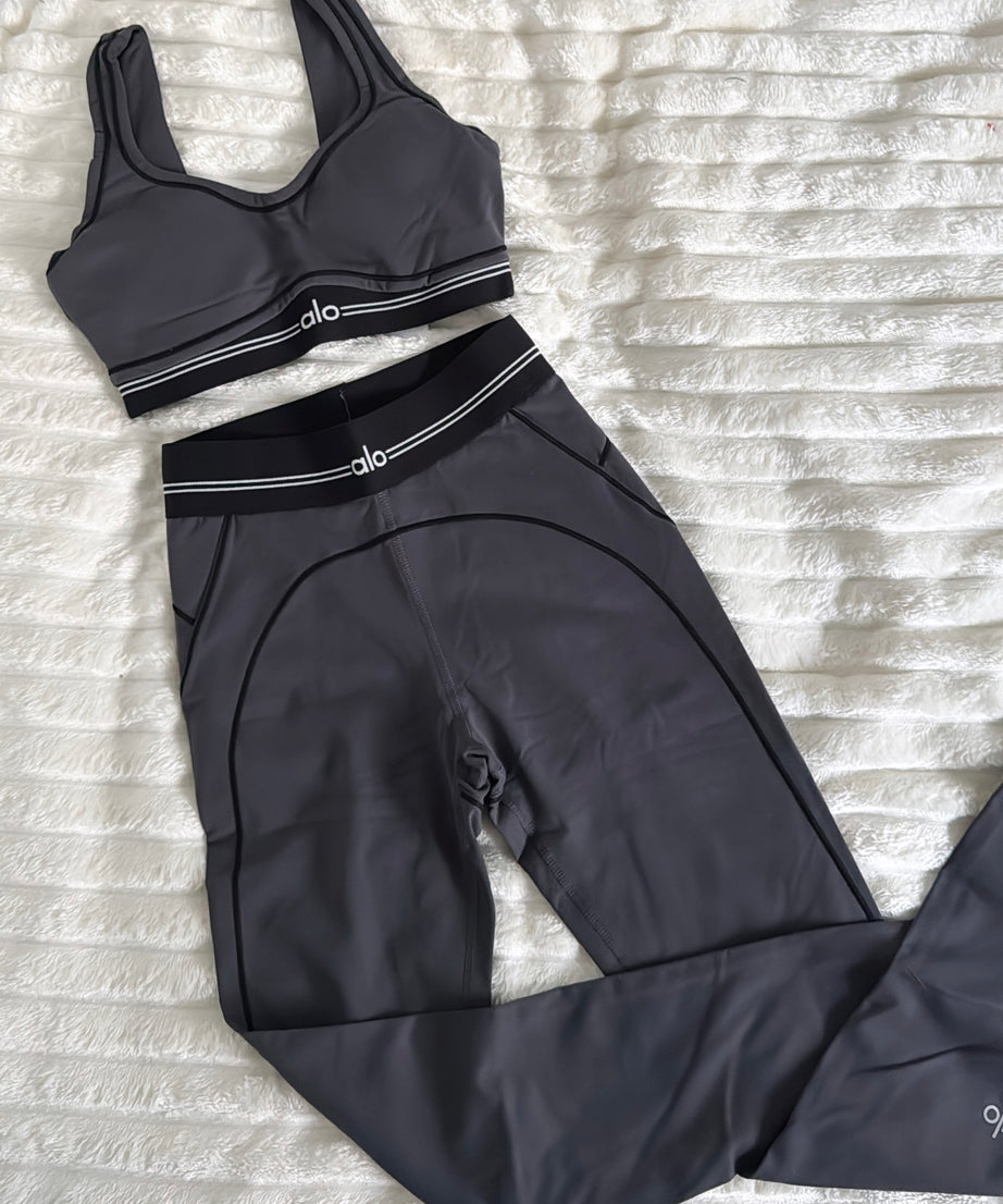 Charcoal Grey Leggings Yoga Set