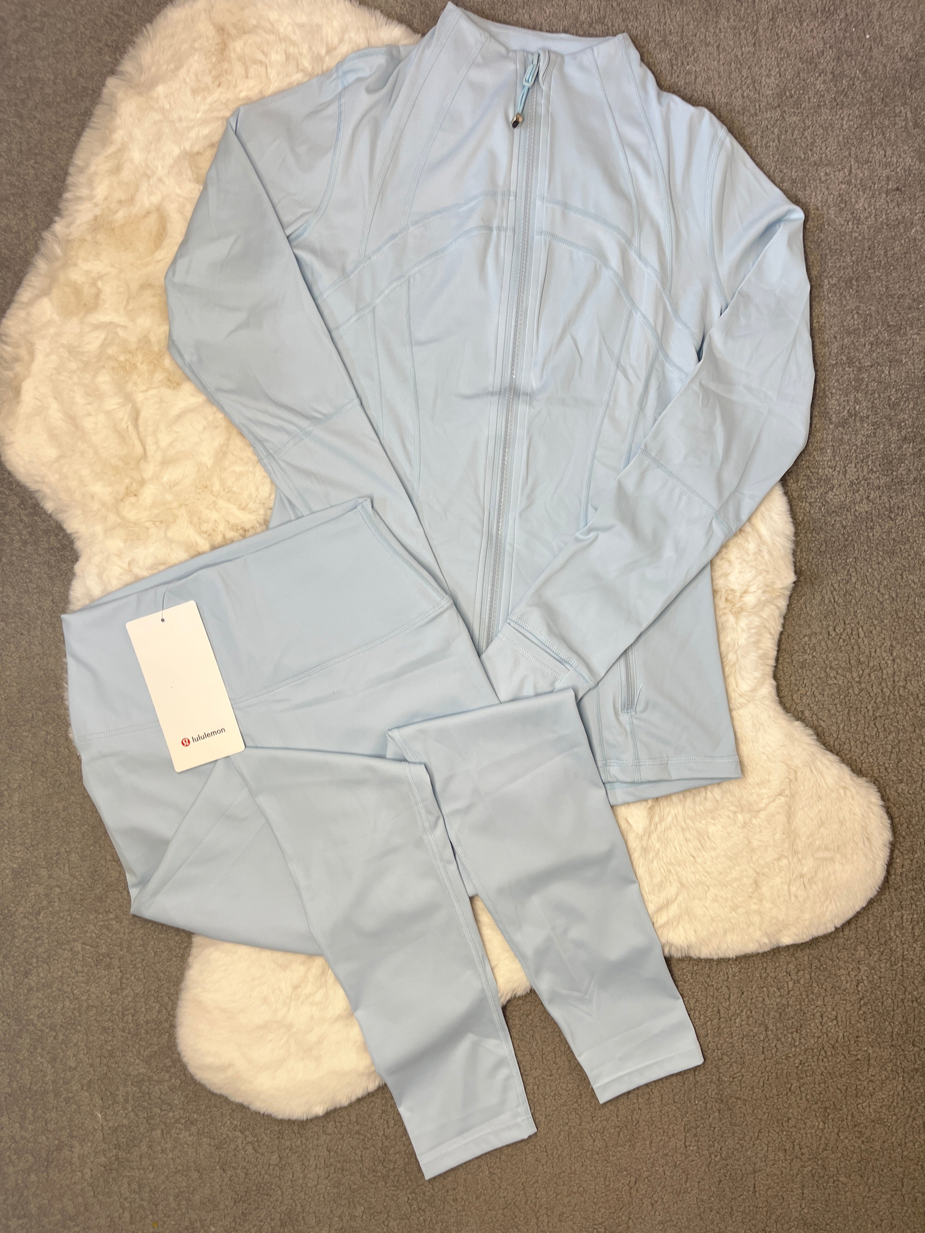 Lu One Colour Zip leggings Gym Sets (42 Colours)