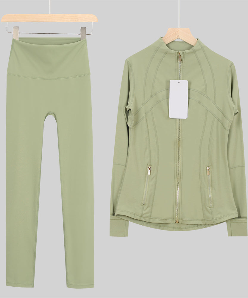 Lu Gold Zip Leggings Gym Full Sets - Write Colour in “Order Instructions” Section