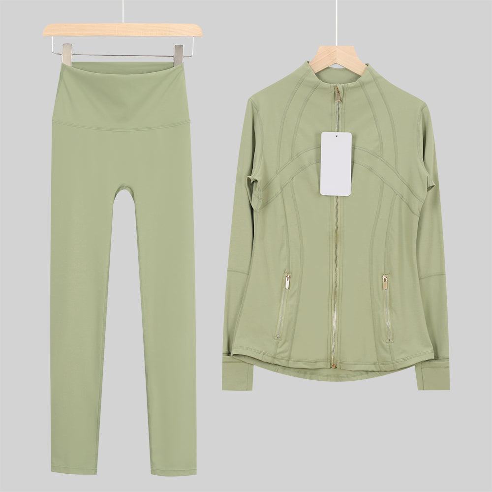 Lu Gold Zip Leggings Gym Full Sets - Write Colour in “Order Instructions” Section