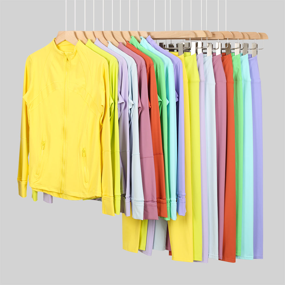 Lu One Colour Zip leggings Gym Sets (42 Colours)