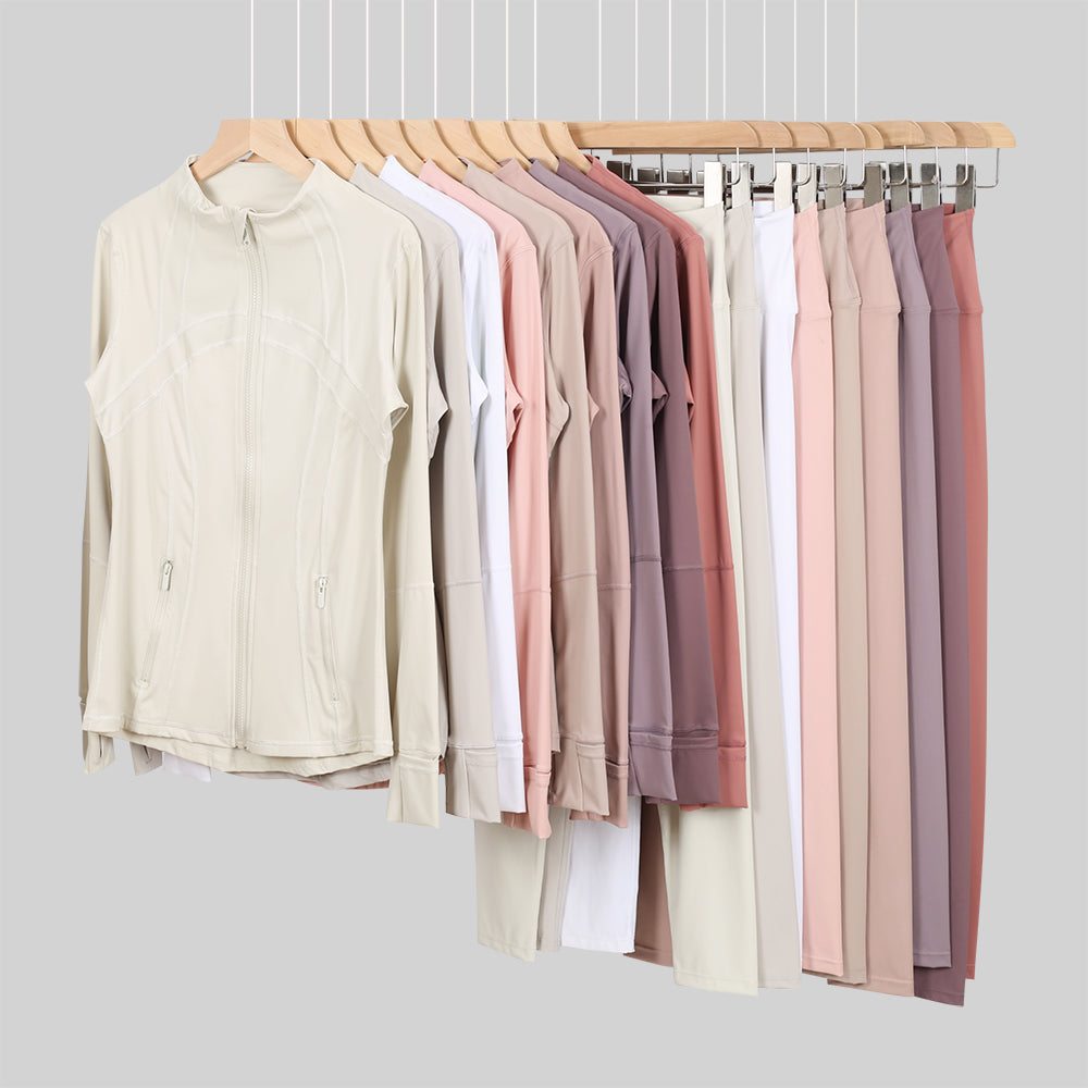 Lu One Colour Zip leggings Gym Sets (42 Colours)