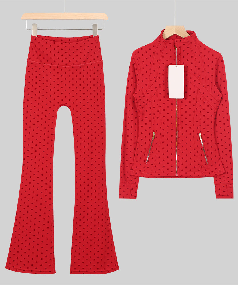Lu Gold Zip Flared Leggings & Jacket Sets (20+ Colours)
