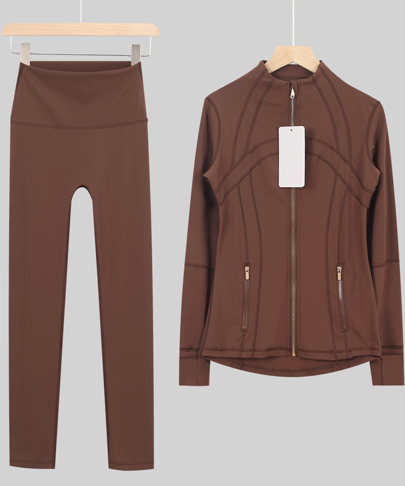 Lu Gold Zip Leggings Gym Full Sets - Write Colour in “Order Instructions” Section