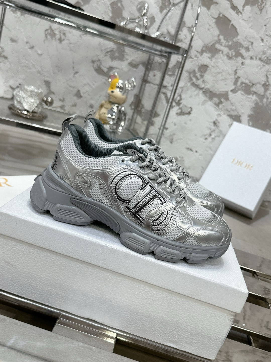 Grey Silver Trainers