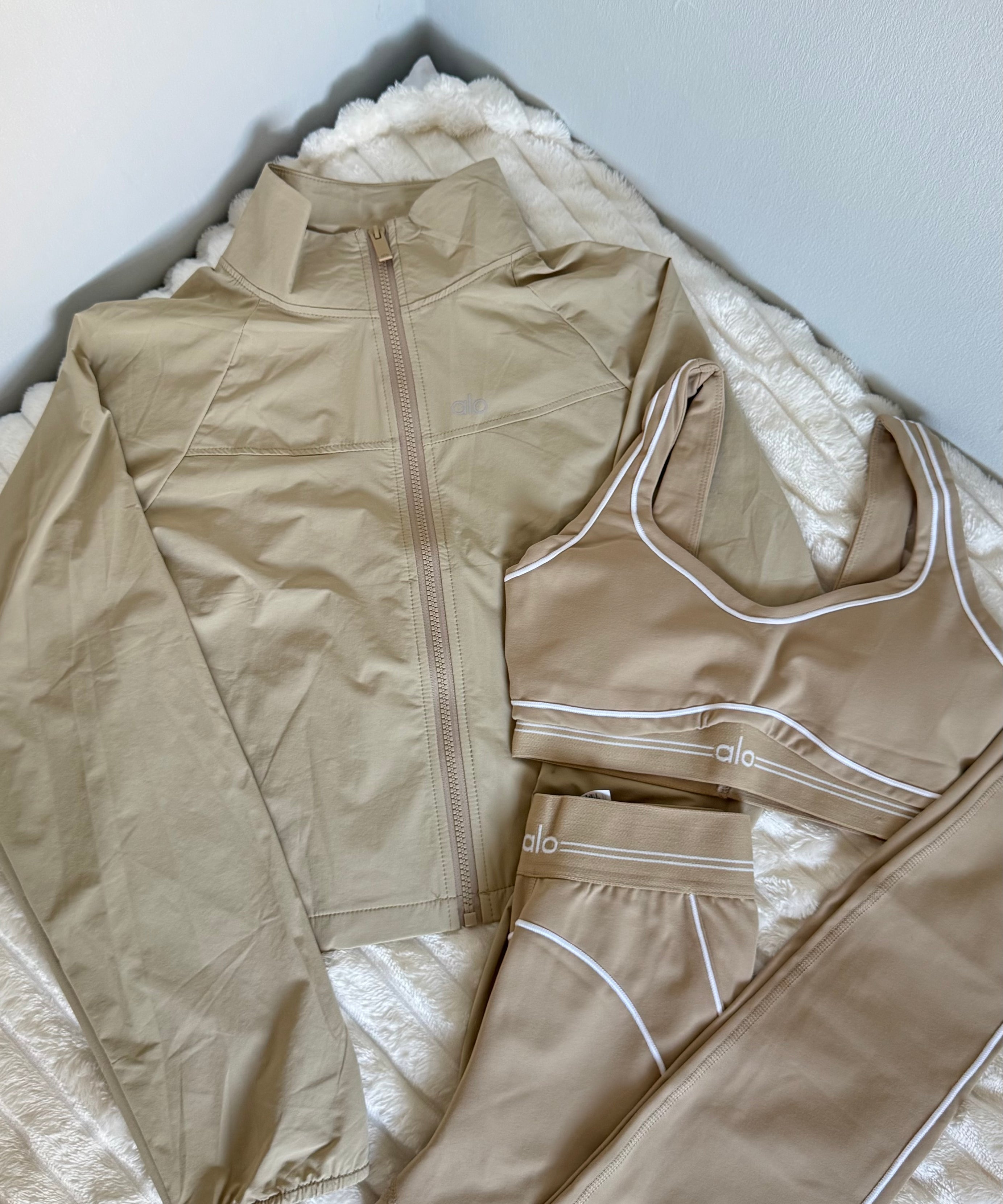 Beige Jacket & Yoga Set