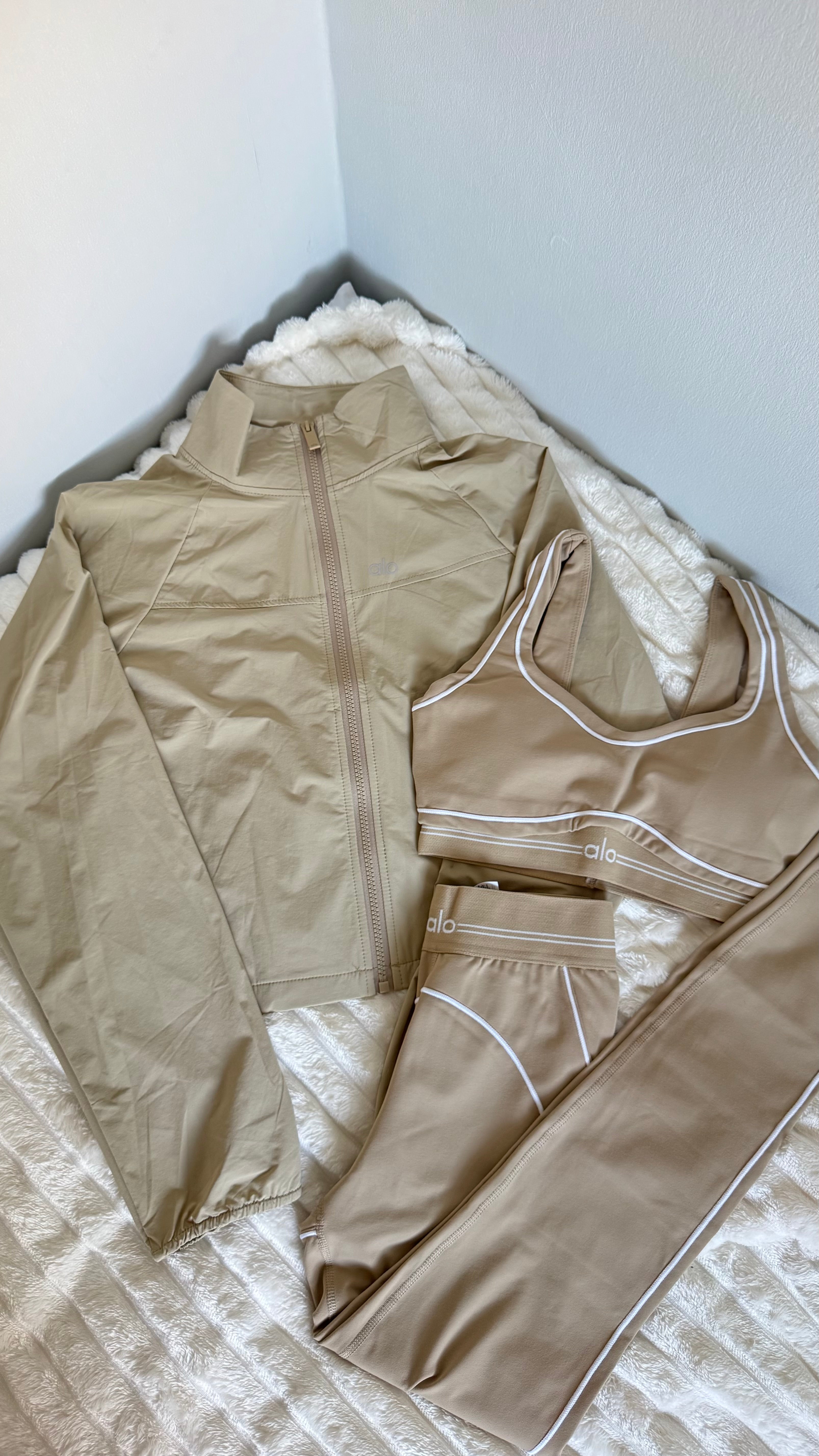 Beige Jacket & Yoga Set