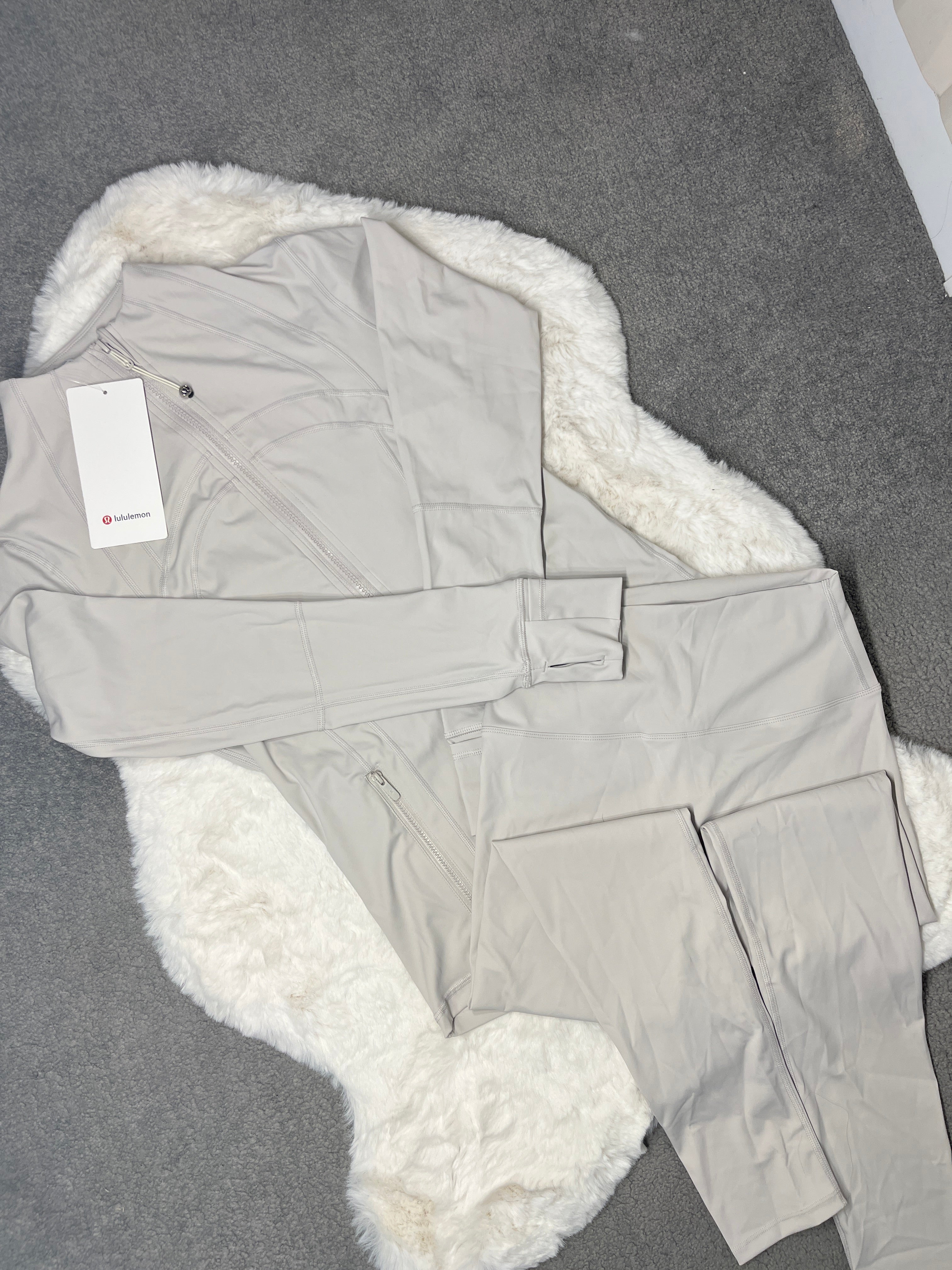 Lu One Colour Zip leggings Gym Sets (42 Colours)