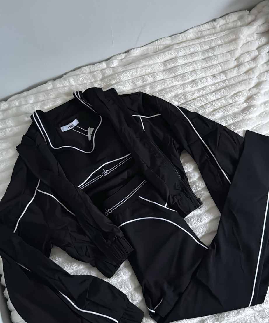 Black & White Jacket & Yoga Set