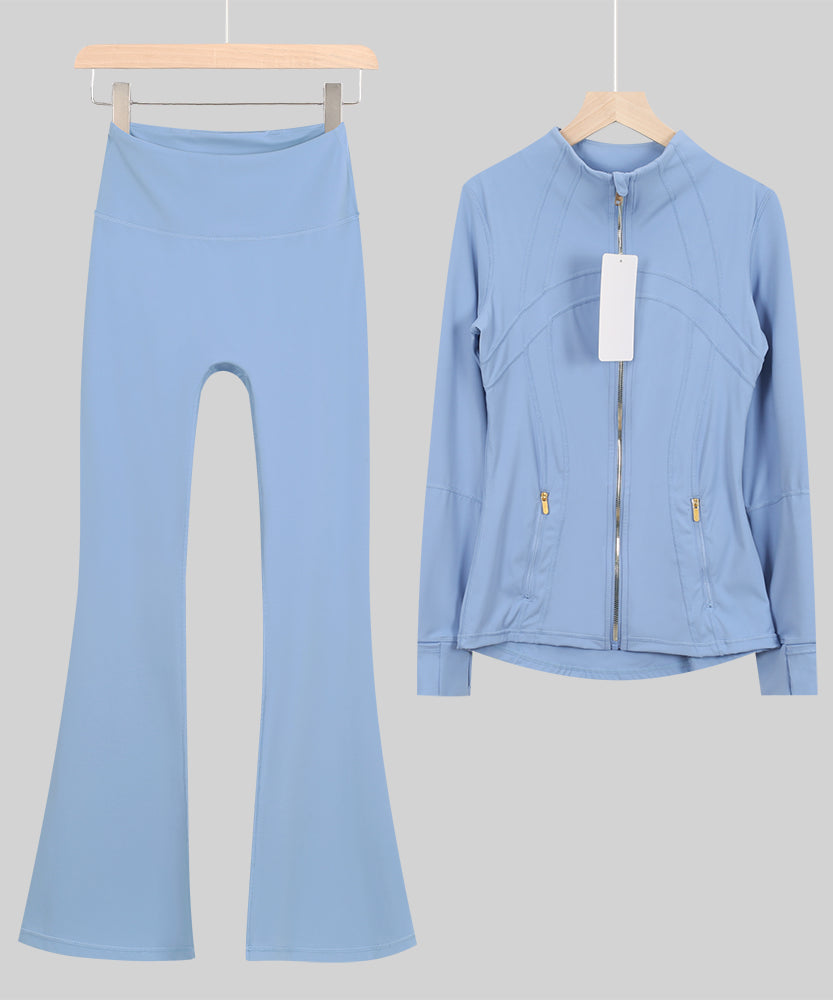 Lu Gold Zip Flared Sets (15 Colours)