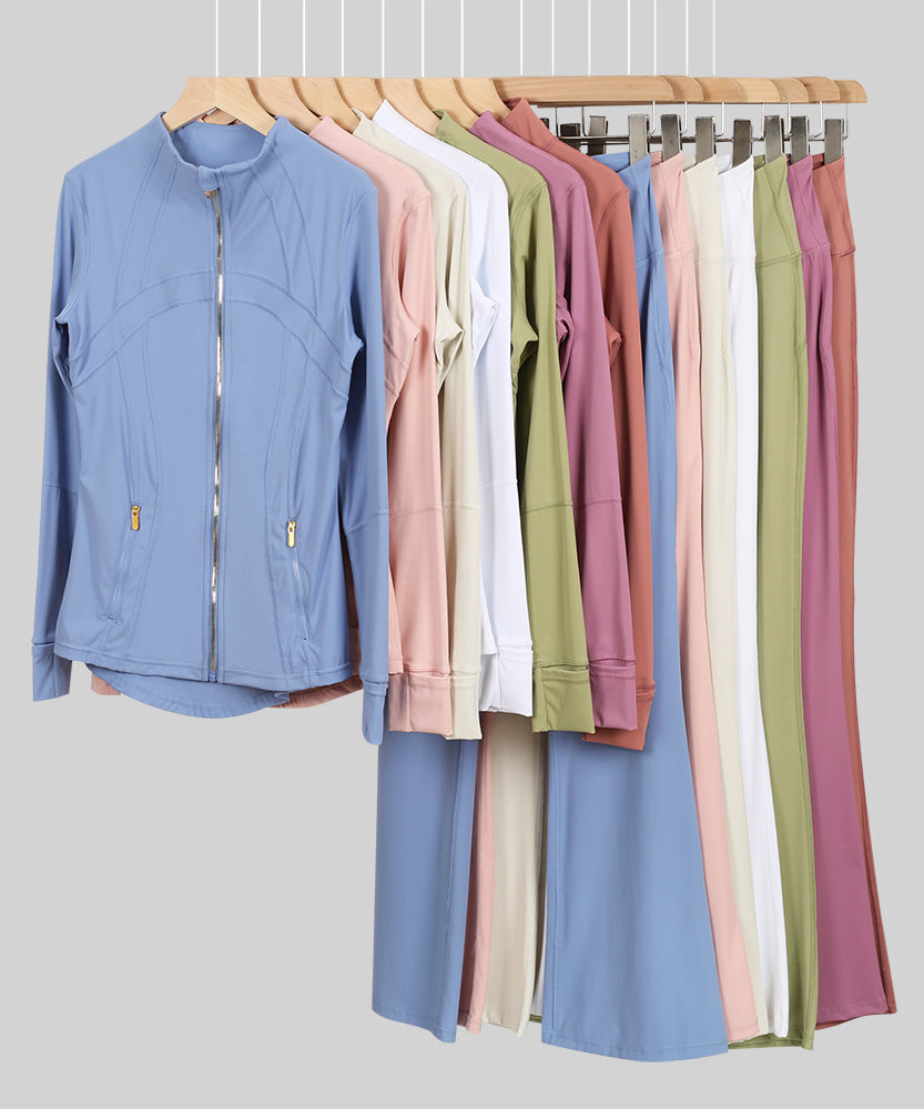 Lu Gold Zip Flared Leggings & Jacket Sets (20+ Colours)