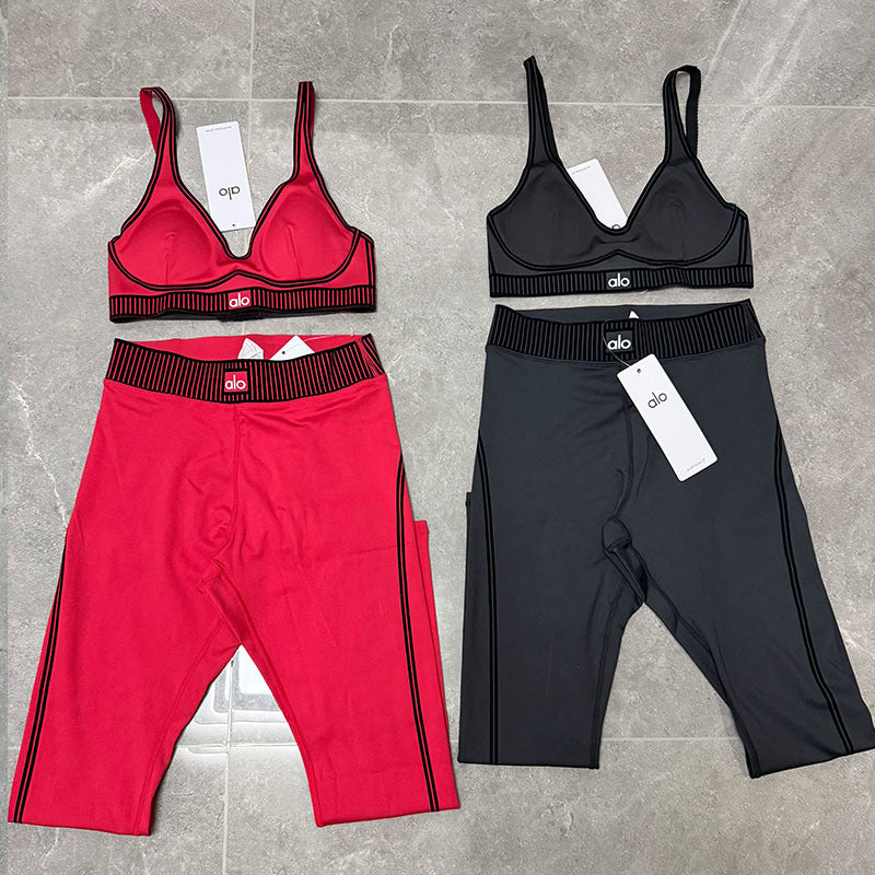Red Premium Yoga Leggings Sets (7/8 Length Leggings)